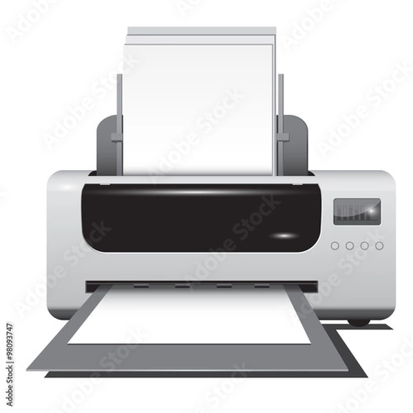 Obraz This black and white image of the printer
Image adapted for implementation in the design background of most palettes COLOR RGB or CMYK