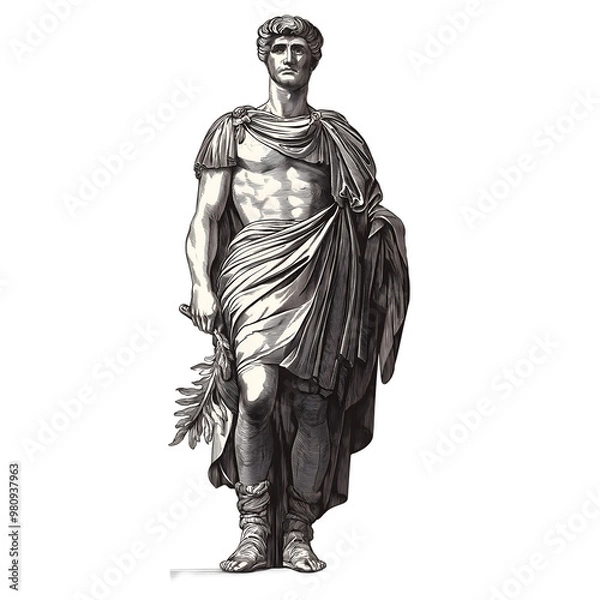 Obraz Roman man vintage illustration isolated on transparent background. Generative AI
