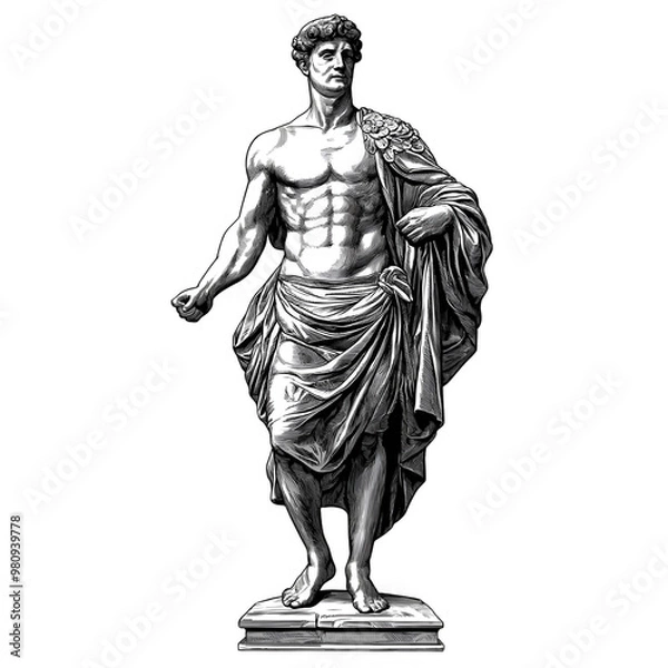 Obraz Roman man vintage illustration isolated on transparent background. Generative AI

