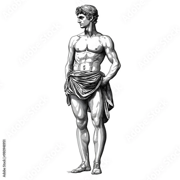 Obraz Roman man vintage illustration isolated on transparent background, Generative AI
