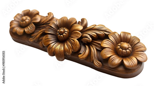 Obraz Intricate Close-Up of a Beautifully Crafted Wood Carving.