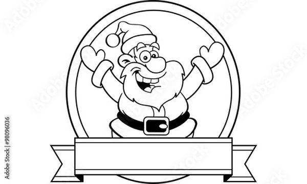 Obraz Black and white illustration of Santa Claus with a banner.