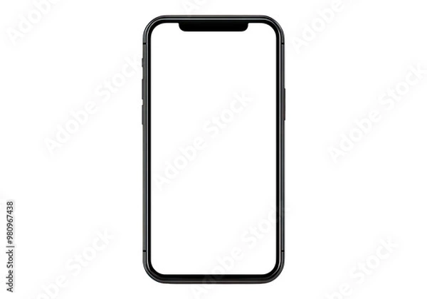Fototapeta Smartphone with blank white screen. Transparent background, Isolated PNG.