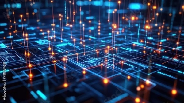 Fototapeta Abstract Futuristic Digital Network Background