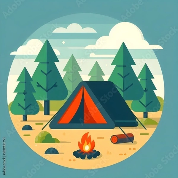 Fototapeta Flat Design Camping Tent