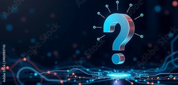 Fototapeta Abstract Technology with Thinking Concept and 2D Question Mark, Ai Generated Images