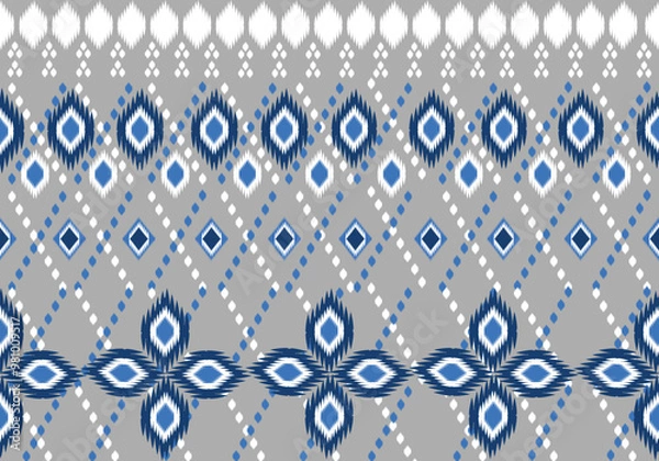 Obraz blue and white tribal pattern with diamonds