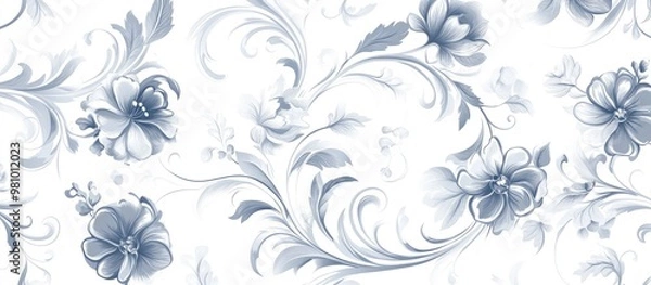 Fototapeta Floral pattern design featuring ornamental elements on a white backdrop
