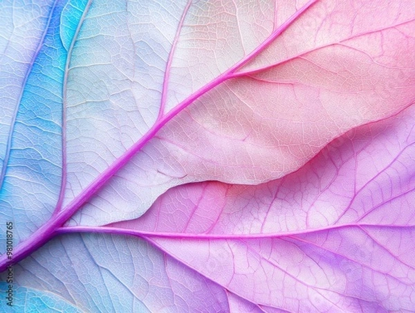 Fototapeta Macro Leaf Textures, close-up, abstract views of leaf veins and textures with vibrant colors