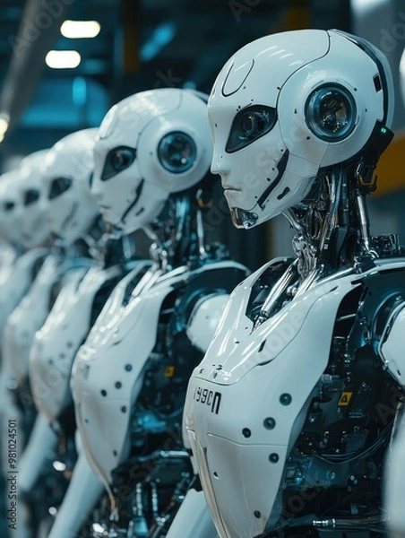 Fototapeta Robots in line formation