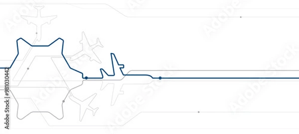 Obraz Airport infrastructure. Abstract airplane white lines, aviation background. Vector design lines