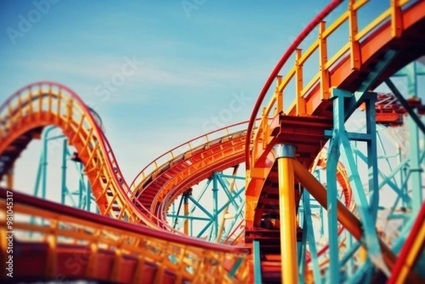 Fototapeta Rollercoaster fun architecture recreation.