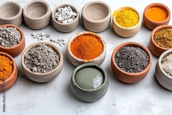 Fototapeta Direct materials like clay and glaze used in pottery-making for creating artisanal ceramics