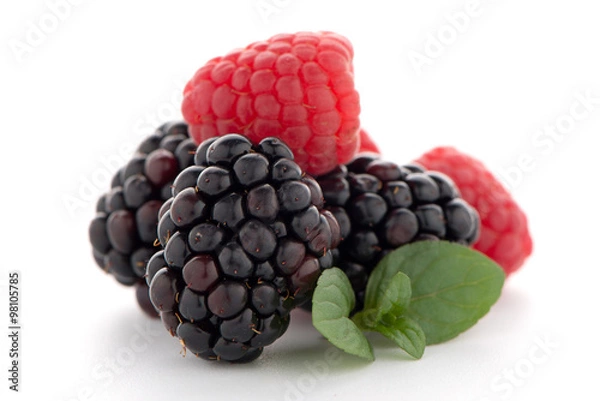 Fototapeta Raspberry with blackberry