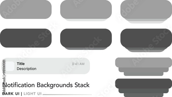 Obraz iPhone and iPad Push notification stack message illustration. Smartphone lockscreen sms messages