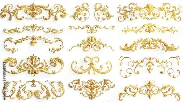 Fototapeta Elegant Vintage Gold Decorative Elements: Exquisite Frames, Swirls, and Borders for Timeless Design