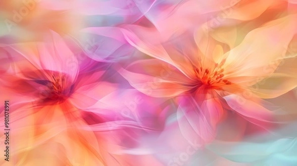 Fototapeta Blurred Floral Abstraction with Dynamic Bold Colors