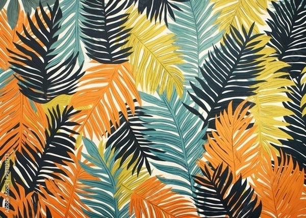 Fototapeta Palm leafs pattern nature art.