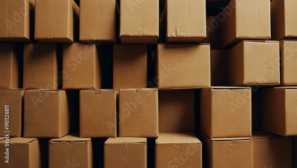 Fototapeta Abstract photo of stacked boxes.