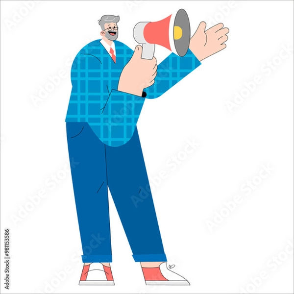 Obraz Older Businessman. Flat Vector Illustration