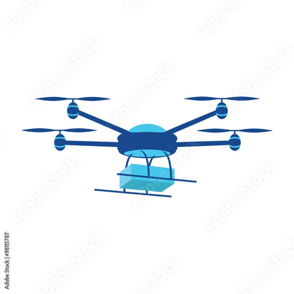 Obraz Drone with box. Quadrocopter Delivery