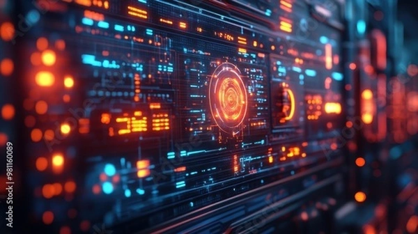 Obraz system supervisory control and data acquisition technology concept scada 3d illustration