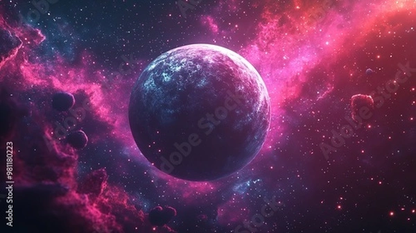 Fototapeta Exploring Earth and Beyond: A Stunning 3D Visualization of Our Planet's Midnight Sky, generative AI