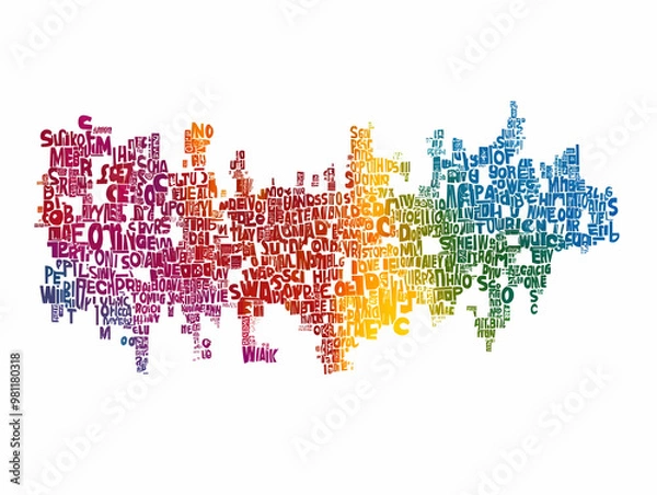 Fototapeta Dynamic Holographic Word Cloud for Campaign Slogan Visualization - Pulsating Keywords, Modern Business Concept, Elegant Flat Design on White Background