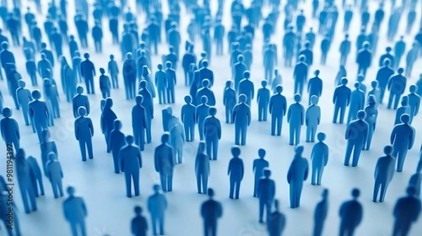 Fototapeta Diverse Silhouetted Group of Figures Forming a Unified Anonymous Collective