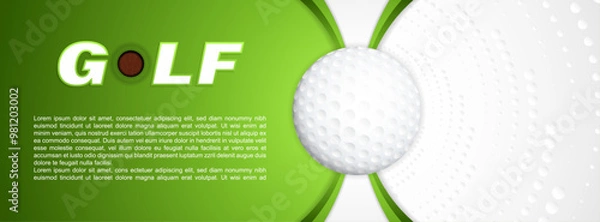Obraz Golf outing banner with golf ball, vector illustration.