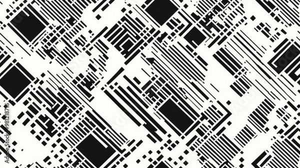 Fototapeta Seamless irregular pixel pattern Geometric retro design in monochrome style for digital backgrounds