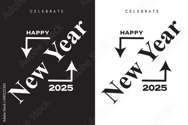 Fototapeta Vector 2025 new year celebration modern number typography design.