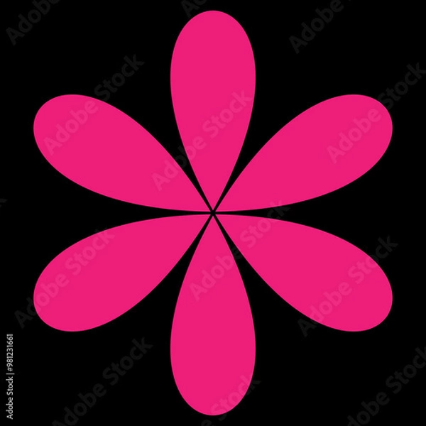 Fototapeta Pink flower. Vector illustration. Realistic spring flower isolated black background. Easy edit.