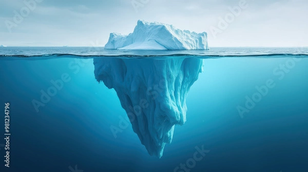 Fototapeta Stunning Photos of Icebergs Showing Underwater and Above-Water Views in Pristine Polar Landscapes