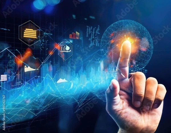 Fototapeta Businessman using a growth graph to strategize for increased revenue and business success. Generated with AI