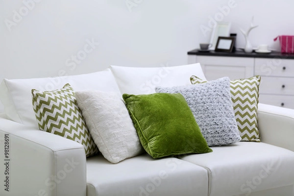 Obraz Sofa with colorful pillows in room