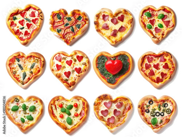 Fototapeta set of heart shaped cookies