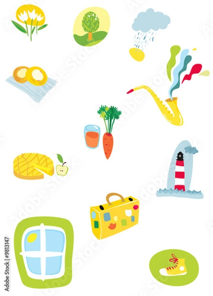 Fototapeta Many different objects on white