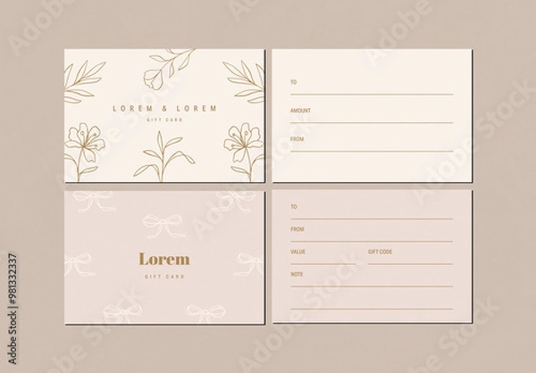 Obraz Gift Card Layout Set Minimal Template Card