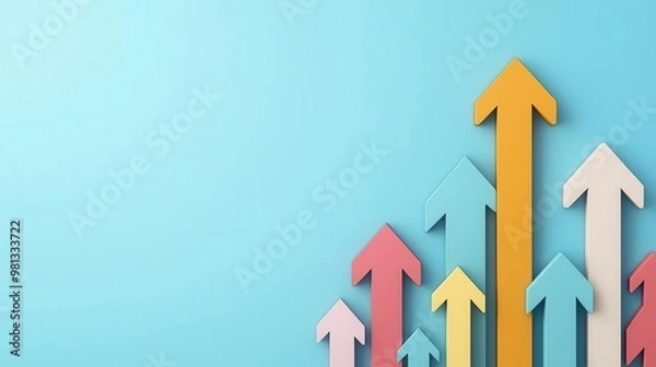 Fototapeta Digital arrows merging into a single upward path, symbolizing streamlined business solutions for growth
