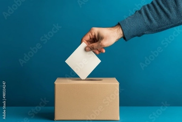 Obraz Empowering Participation: A Hand CastingVote intoBallot Box for Democracy