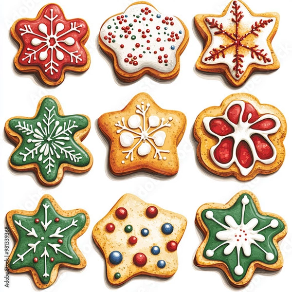 Obraz create a clipart of a dozen christmas cookies 