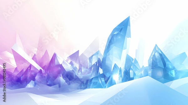 Fototapeta Abstract Crystal Landscape: Blue and Purple Geometric Shapes
