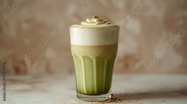 Obraz Matcha latte with pistachio topping