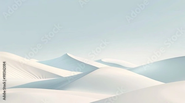 Fototapeta Serene desert with minimalist dunes subtle gradients and a calm monochromatic sky