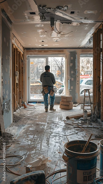 Obraz Interior Worker Ready for Renovation [created with generative AI technology]