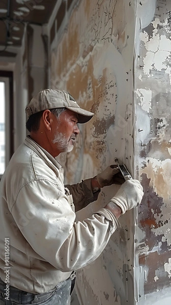 Obraz Interior Worker Ready for Renovation [created with generative AI technology]