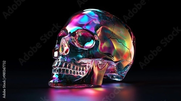 Obraz a crystal skull on black background