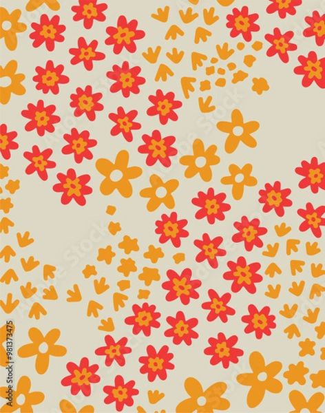 Fototapeta Flowers seamless pattern. vector illustration. Abstract flowers, floral vector with leaves