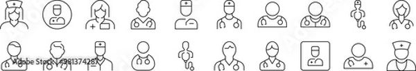 Obraz Doctor Avatar Simple Isolated Line Icons Collection. Editable Stroke. Suitable for Web Sites, Books, Cards, Apps